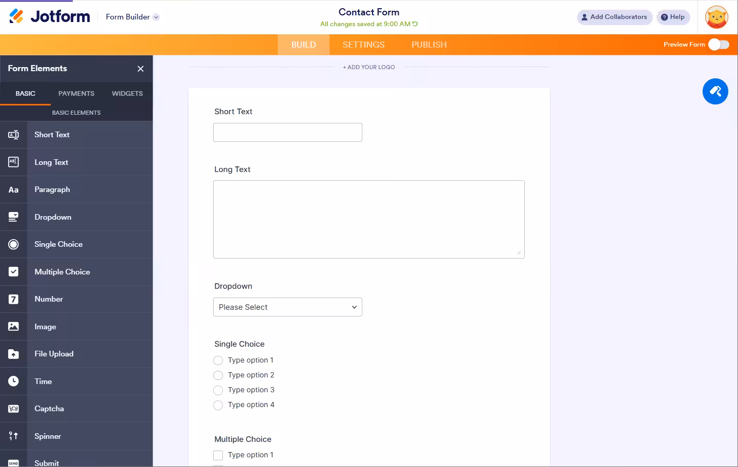 Jotform screenshot
