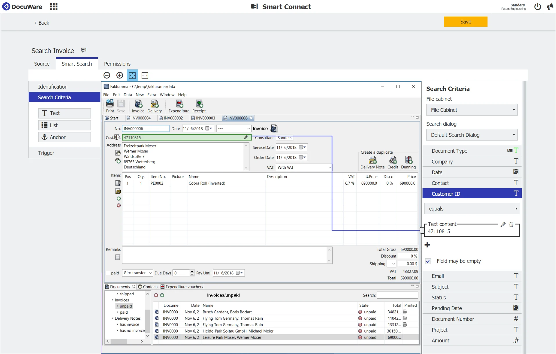 DocuWare interface