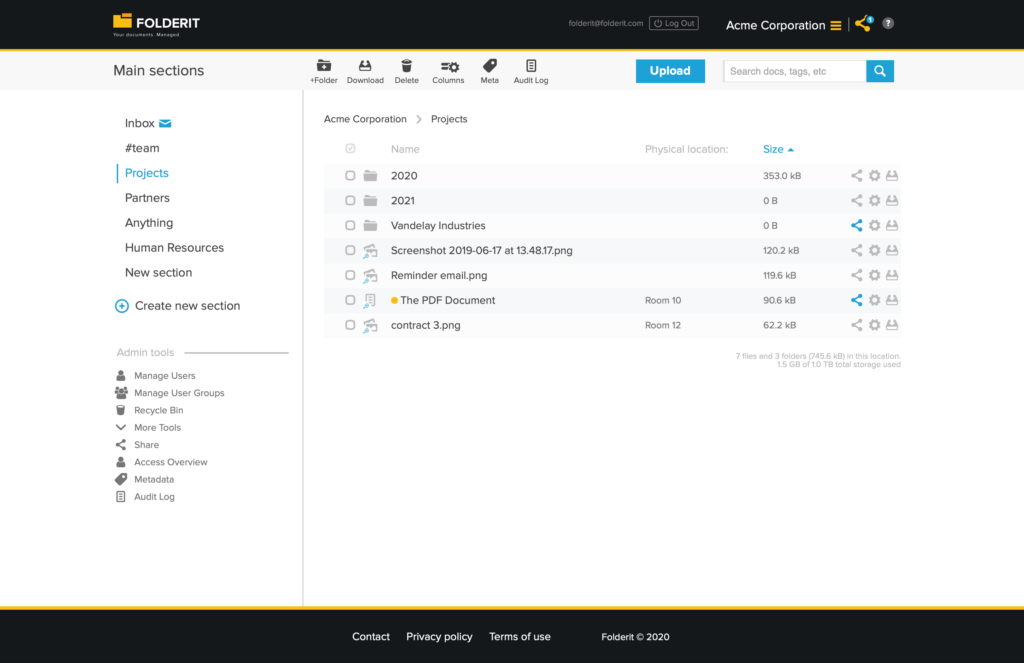 Folderit interface