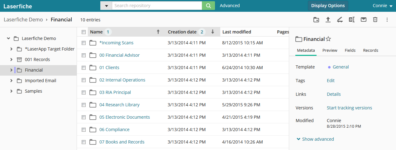 Laserfiche interface